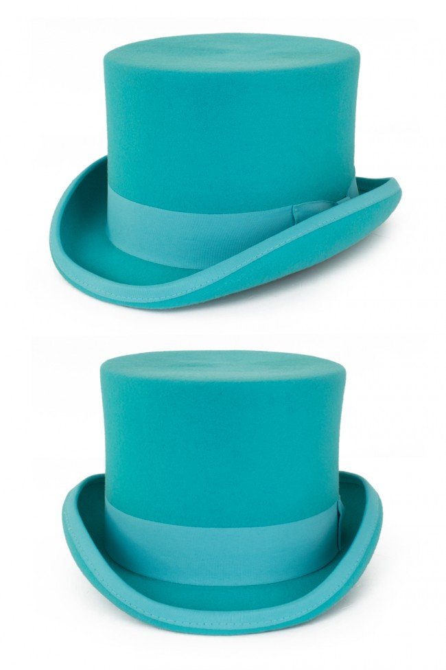 Hoge hoed turquoise