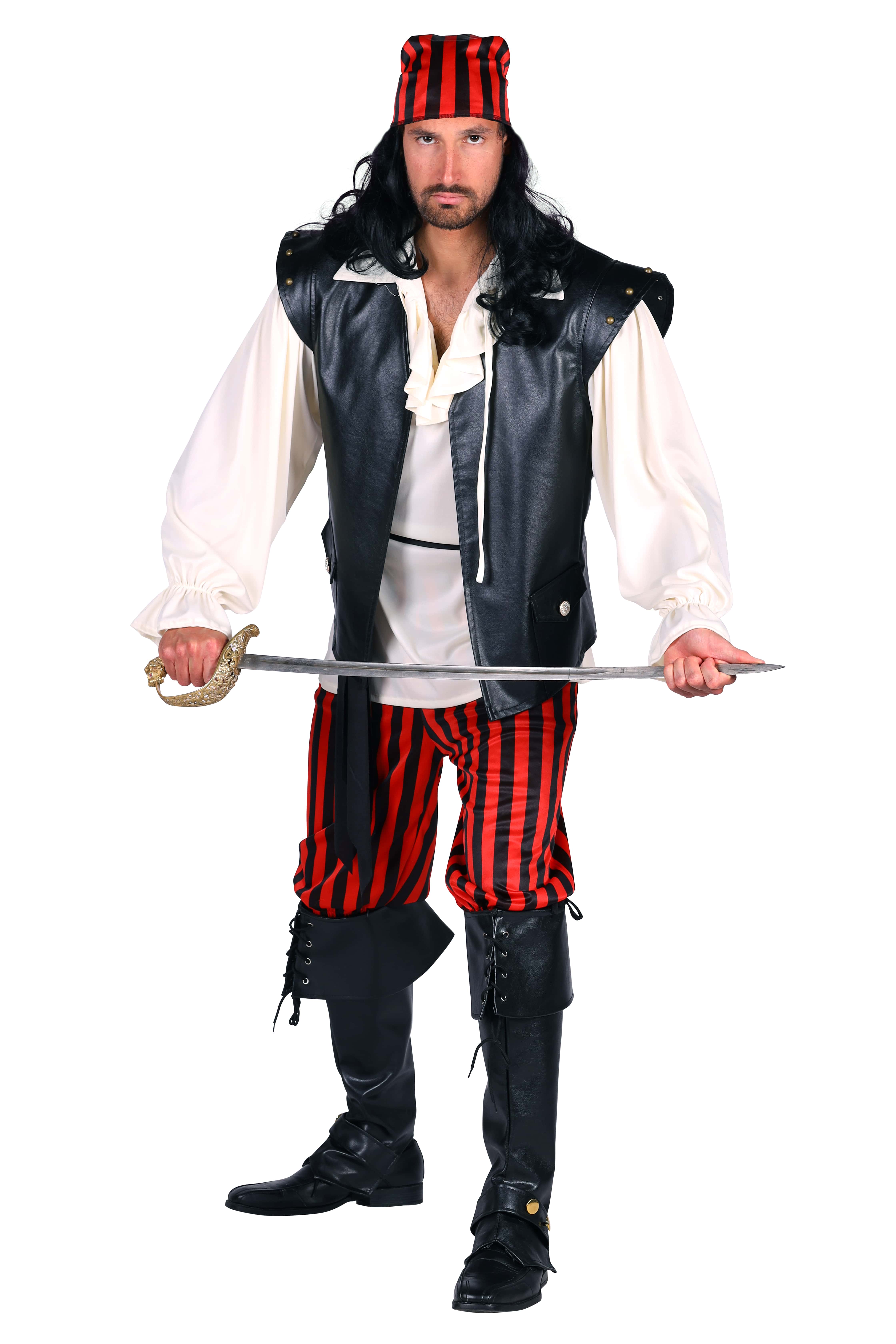 slecht humeur grillen makkelijk te gebruiken Piraten kostuum rood zwart hoge kwaliteit | Fop en Feestwinkel